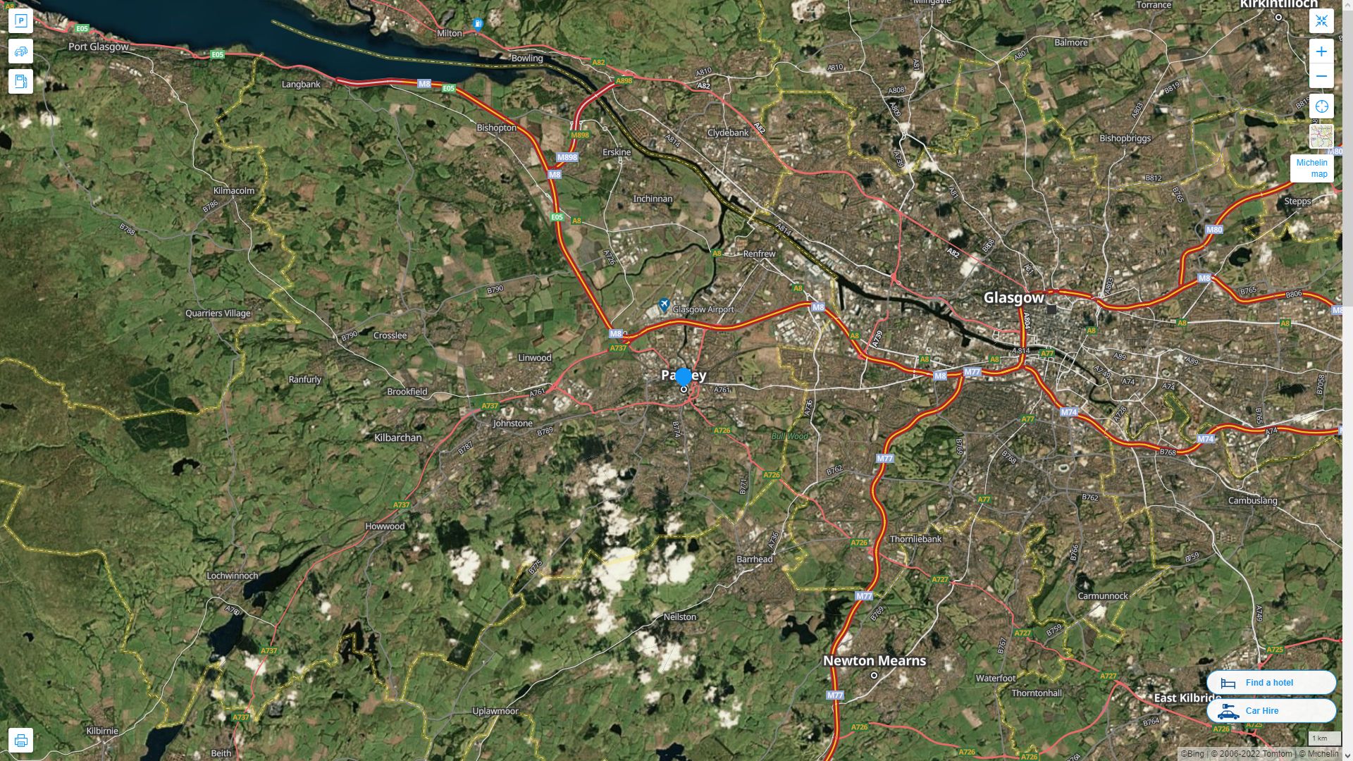Paisley Highway and Road Map with Satellite View